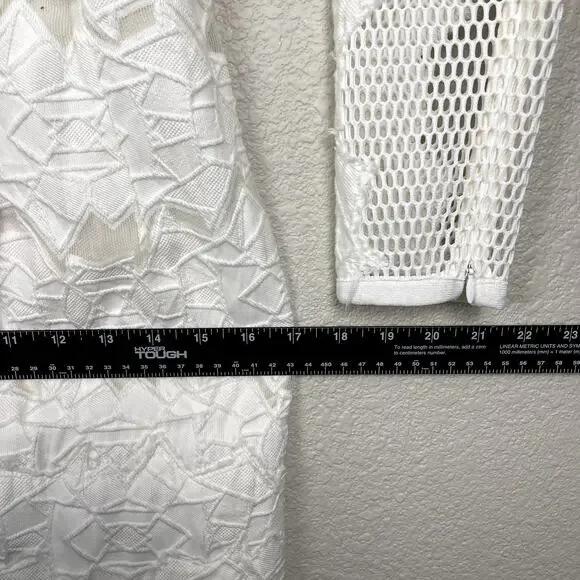 Jonathan Simkhai Burnout Brocade Long Sleeve Dress White Mini Dress 2 Altered - Picture 16 of 16